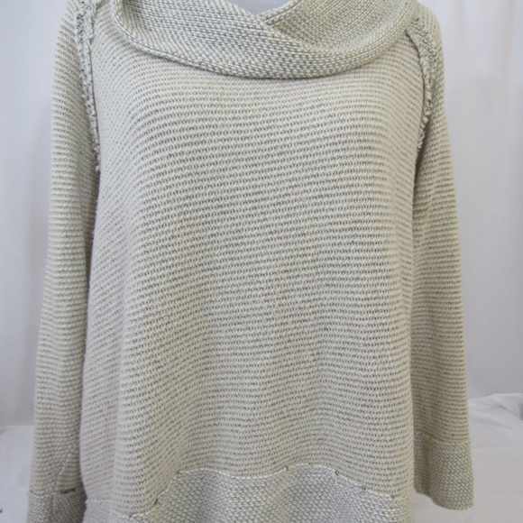 Lucky Brand Tan/Taupe Cowl Neck Loose Knit Sweater Sz L - Picture 3 of 10